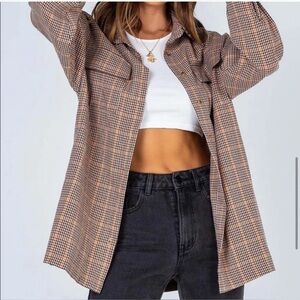 Princess Polly Willa Plaid Oversized Shirt Size 6